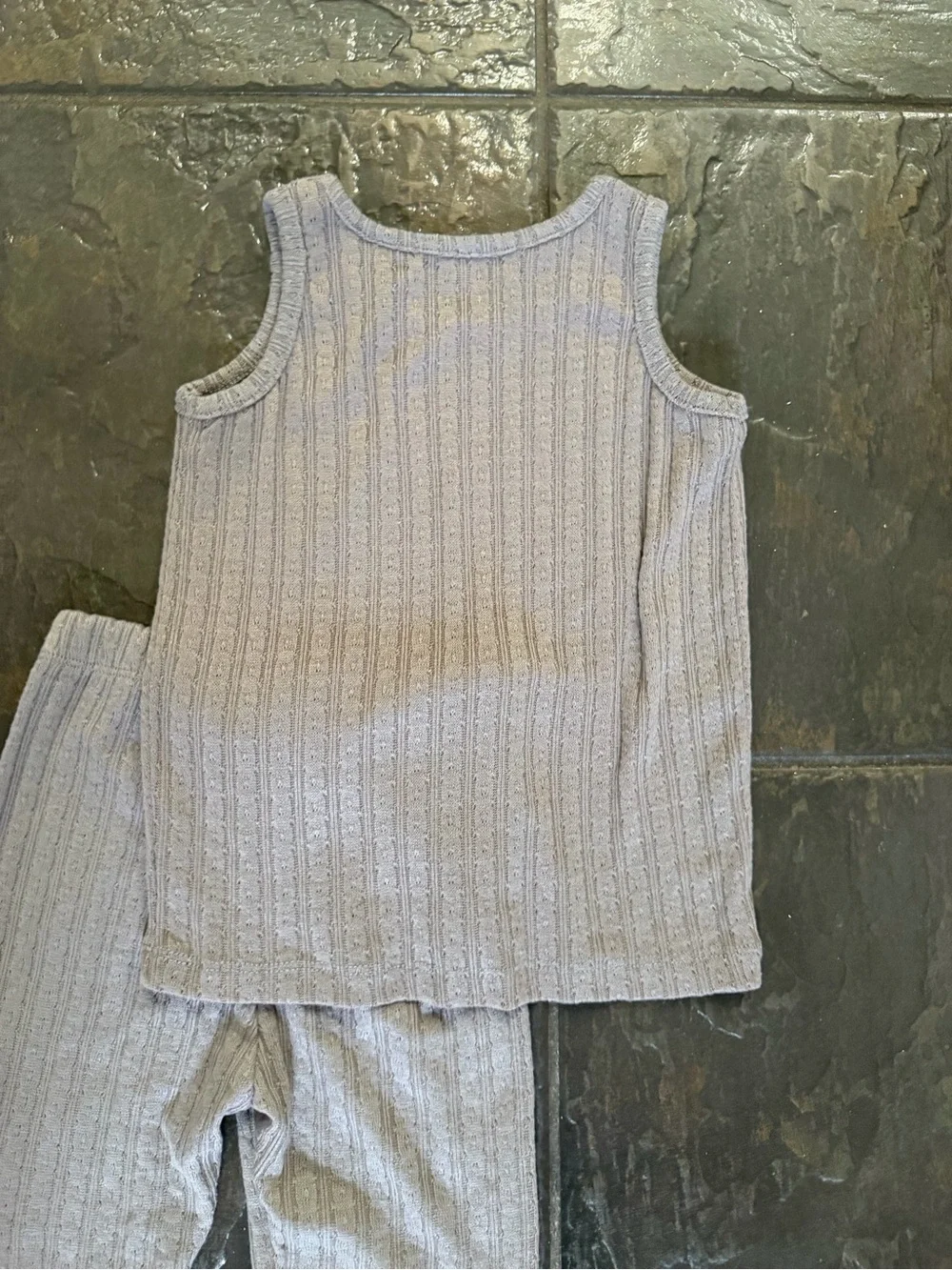 Zara Girls Ribbed Knit Tank & Biker Shorts Matching Set Size 6 Neutral Lounge